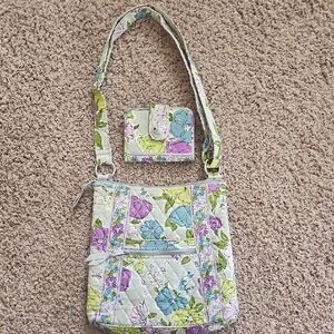 Floral Quilted Crossbody Bag and Wallet Set
